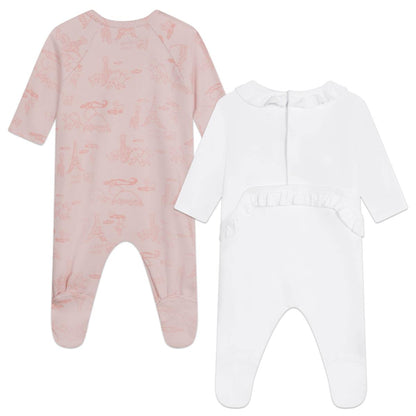 女婴粉色连体衣套装