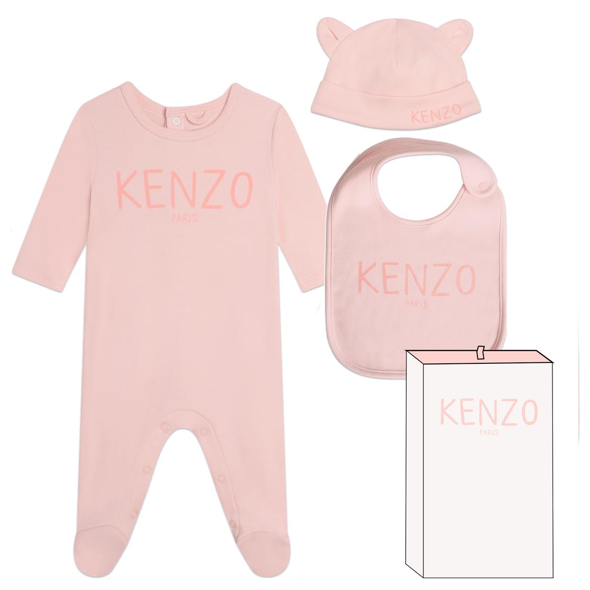 女婴粉色Logo连体衣套装