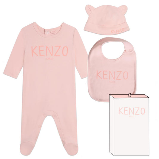 女婴粉色Logo连体衣套装