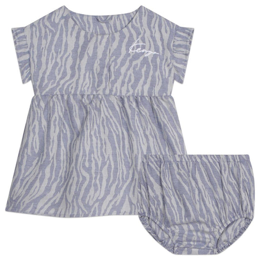 女婴蓝色连衣裙套装