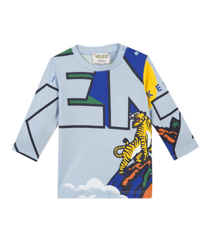 Baby Boys Light Blue Tiger Cotton T-Shirt