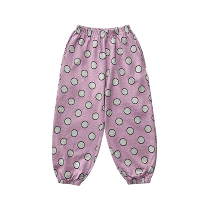 儿童粉色棉长裤