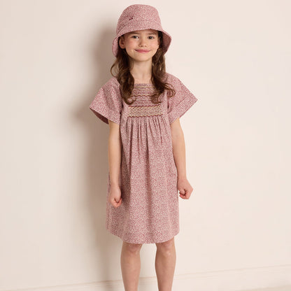 女童红色碎花渔夫帽