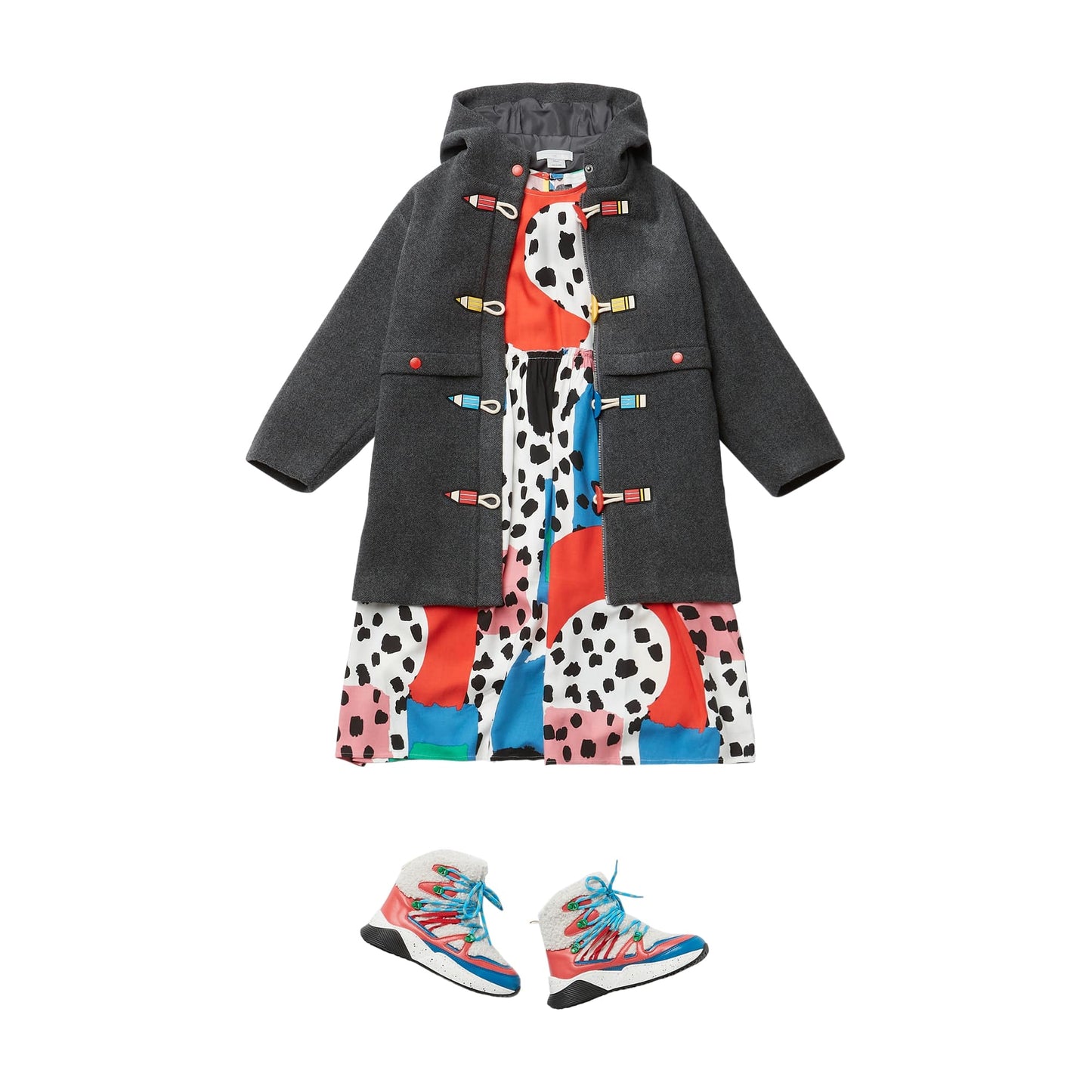 女童深灰色羊毛外套