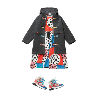 女童深灰色羊毛外套