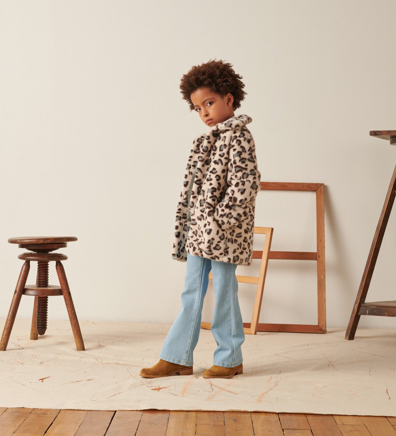 女童豹纹印花外套