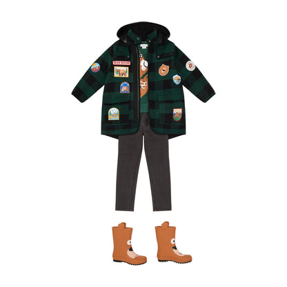儿童绿色格子外套