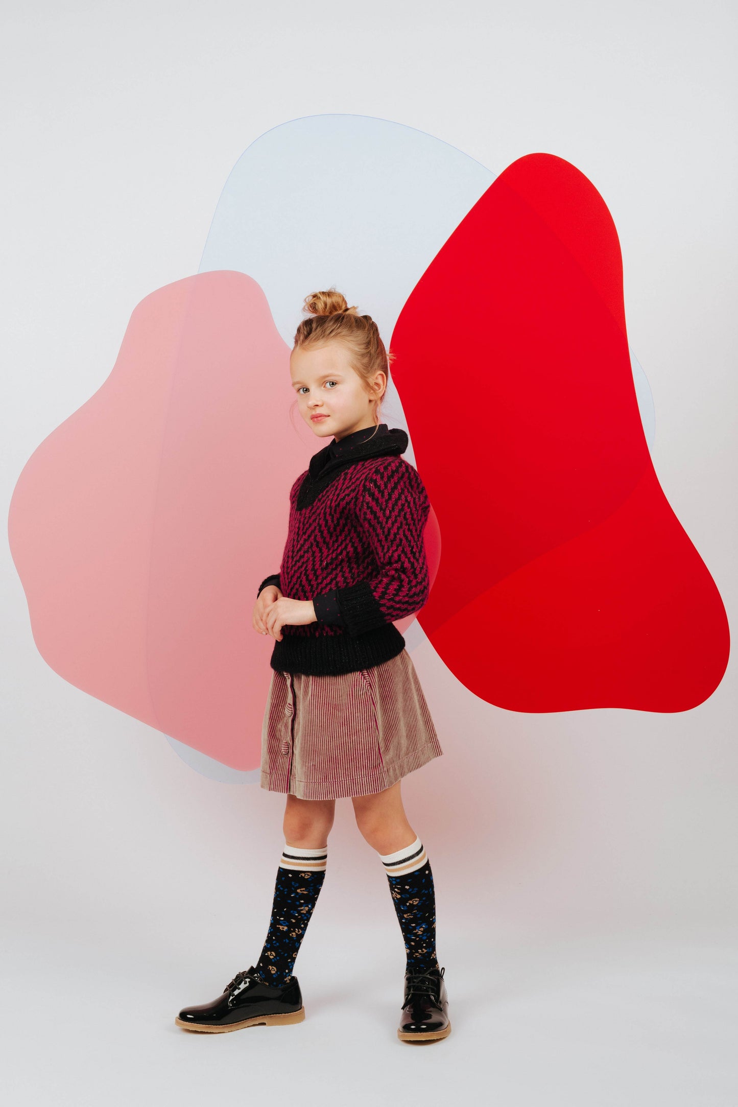 女童粉色丝绒短裙