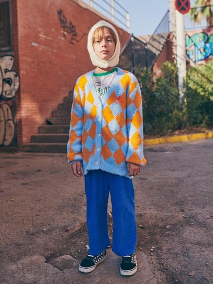 儿童蓝色丝绒长裤