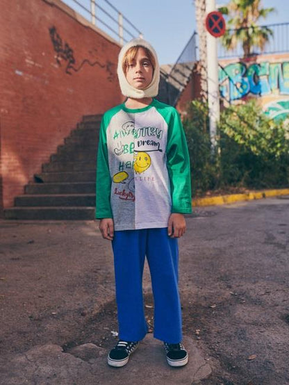 儿童绿色印花棉T恤