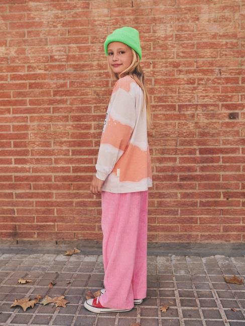 儿童粉色丝绒长裤