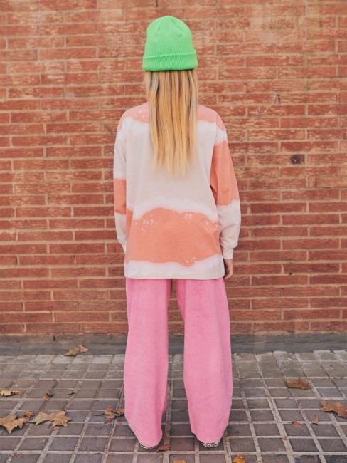 儿童粉色丝绒长裤