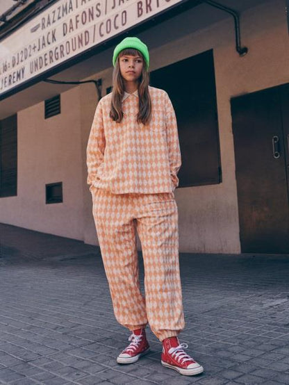 儿童橙色格子棉T恤