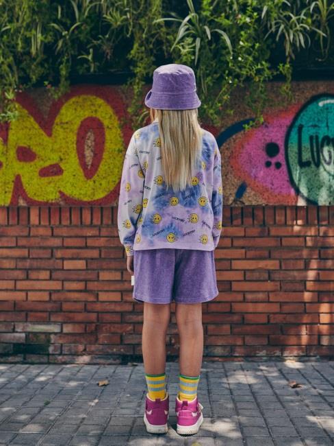 儿童紫色笑脸扎染T恤