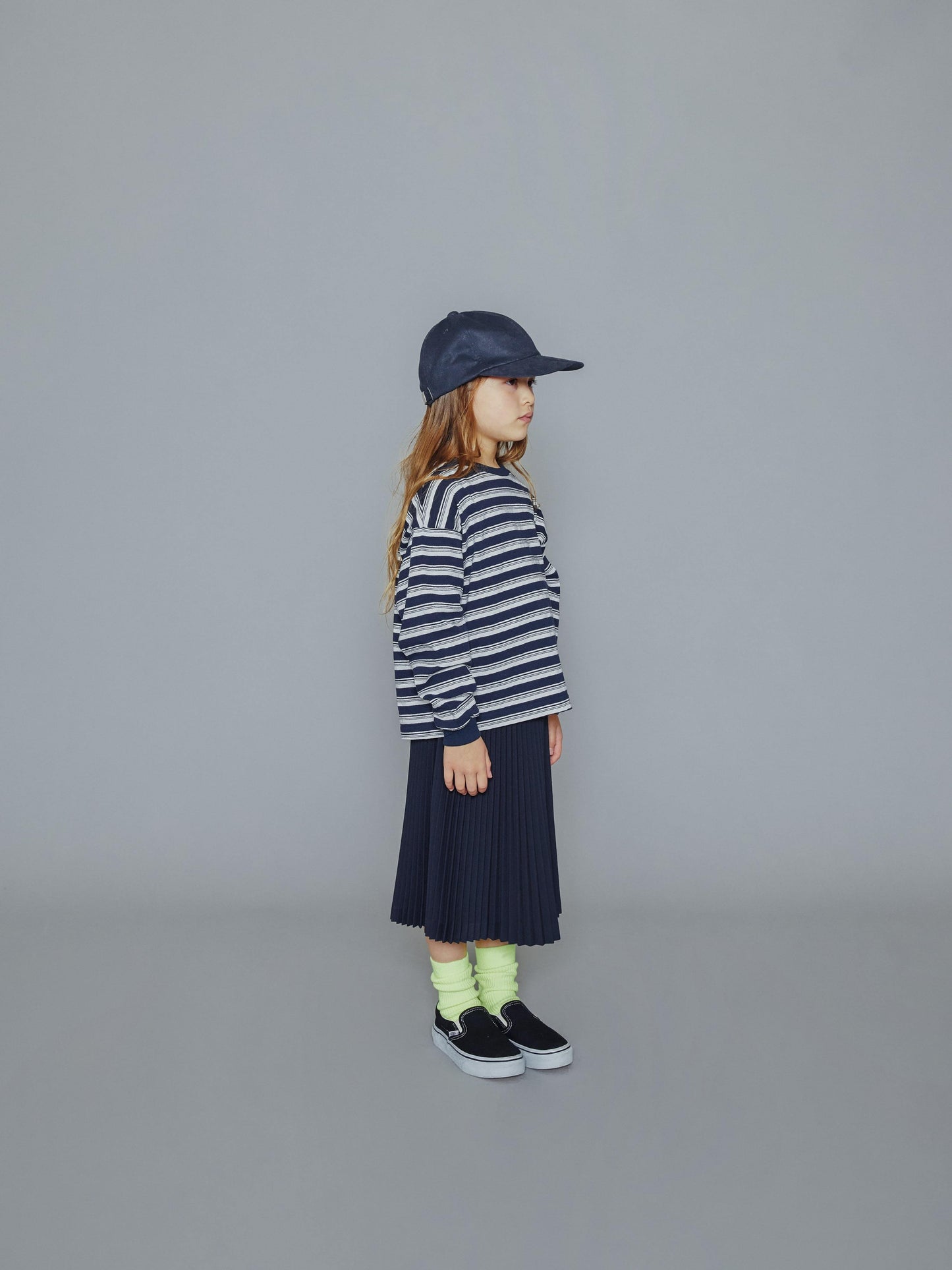 儿童藏青色条纹棉T恤