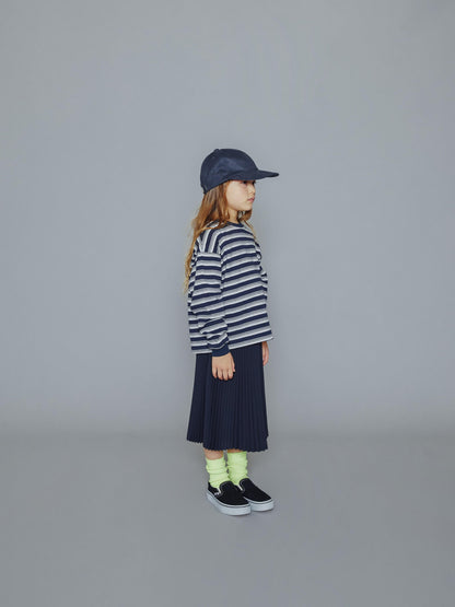 儿童藏青色条纹棉T恤