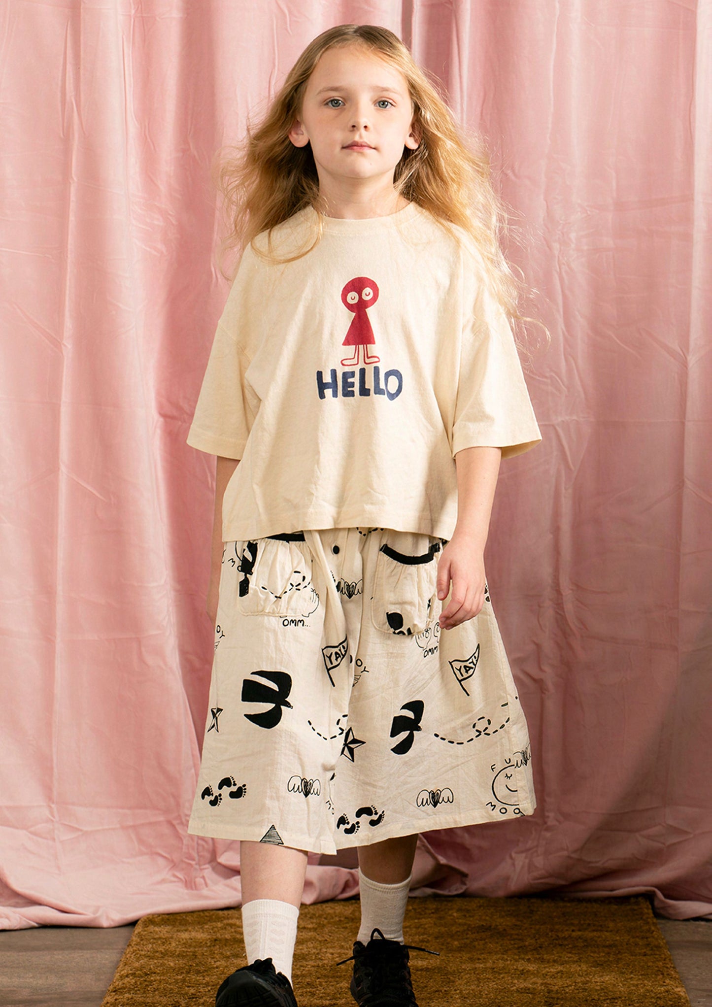Boys & Girls White Printing Cotton T-Shirt