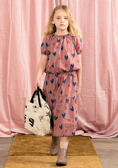 女童粉色心形棉短裙