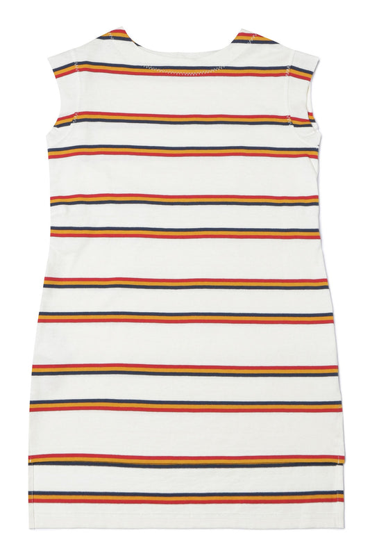 女童白色条纹棉连衣裙