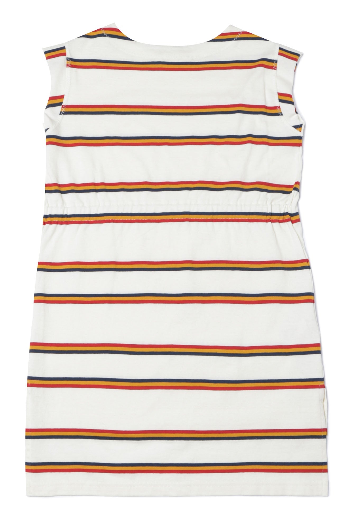 女童白色条纹棉连衣裙