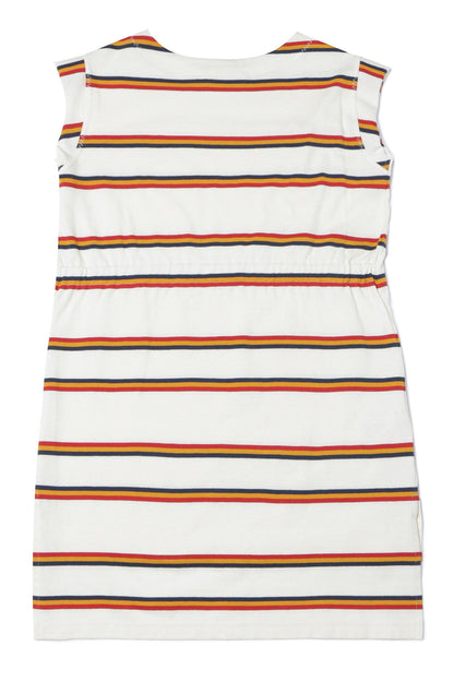 女童白色条纹棉连衣裙