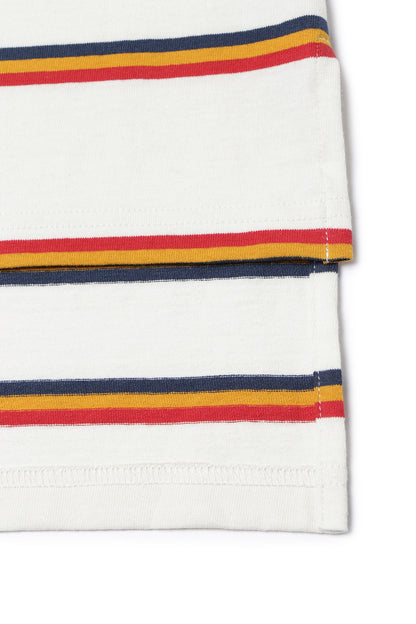 女童白色条纹棉连衣裙