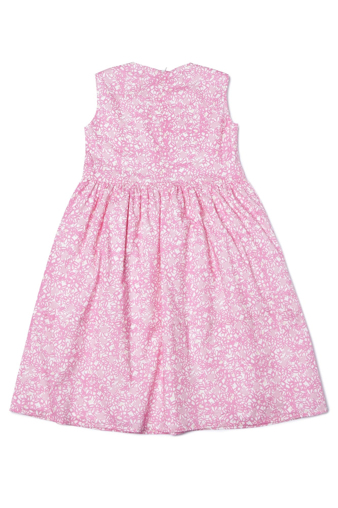 女童粉色棉连衣裙