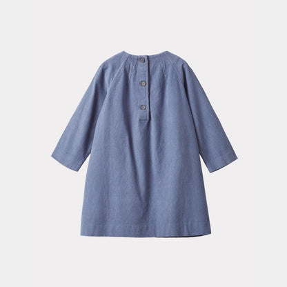 女童蓝色灯芯绒连衣裙