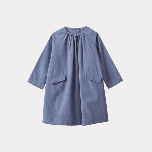 女童蓝色灯芯绒连衣裙