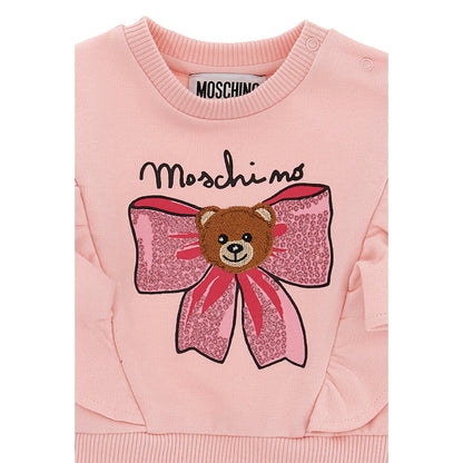 女婴粉色荷叶边棉卫衣