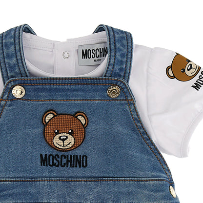 女婴蓝色牛仔短裙套装