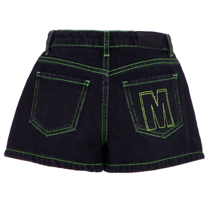 女童黑色牛仔短裤