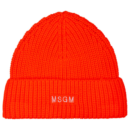 儿童橙色羊毛针织帽子