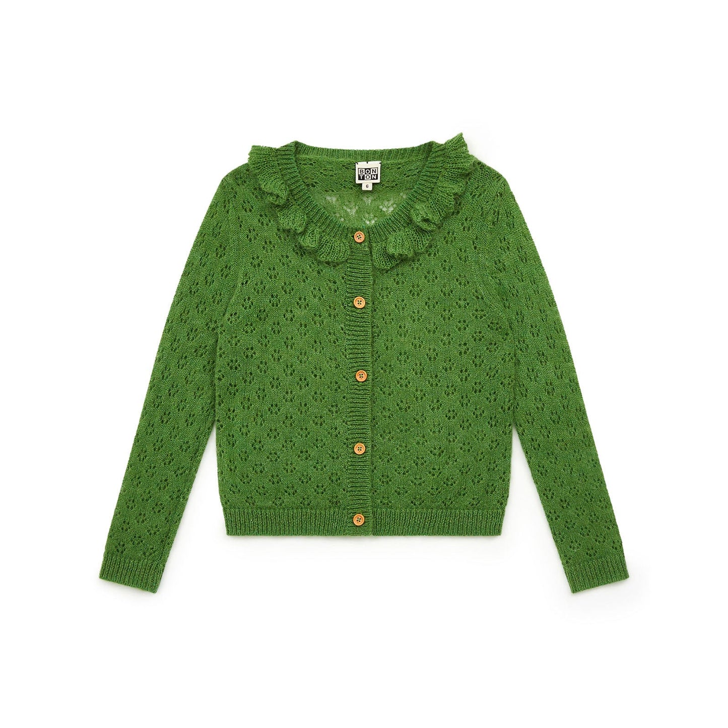 女童绿色镂空开衫