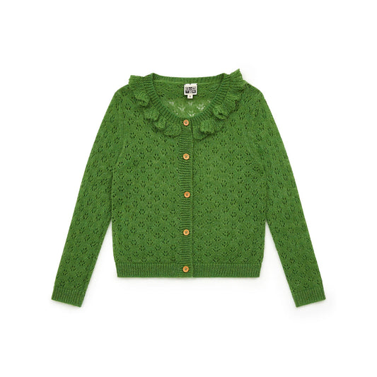 女童绿色镂空开衫