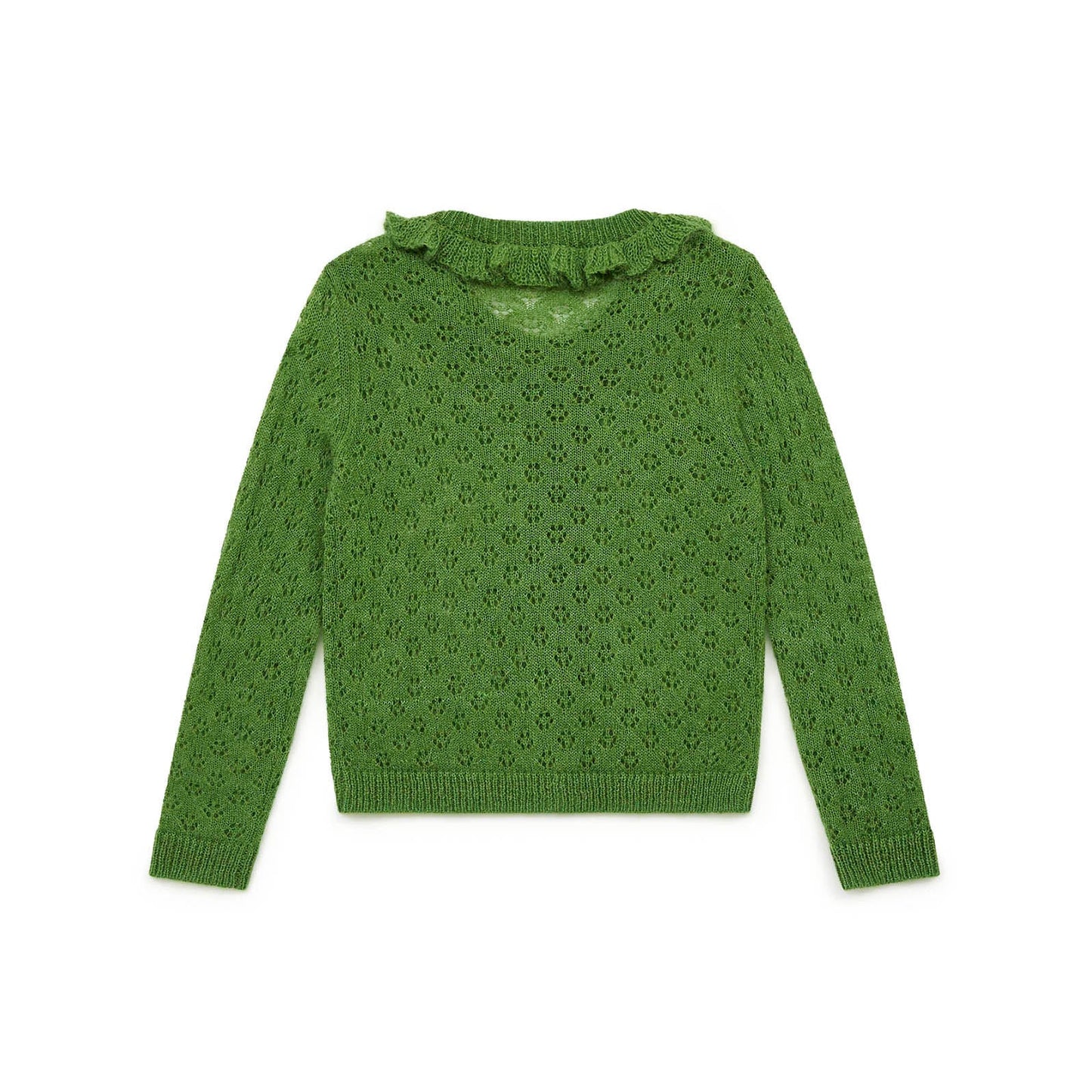 女童绿色镂空开衫