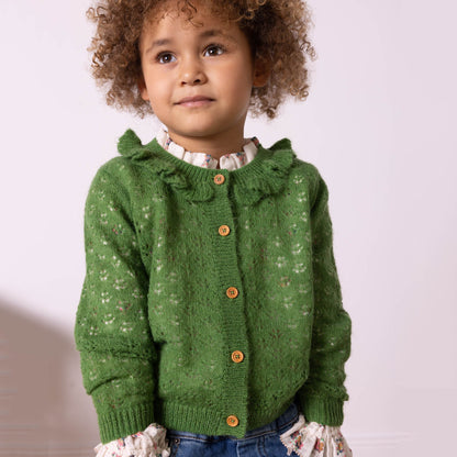 女童绿色镂空开衫