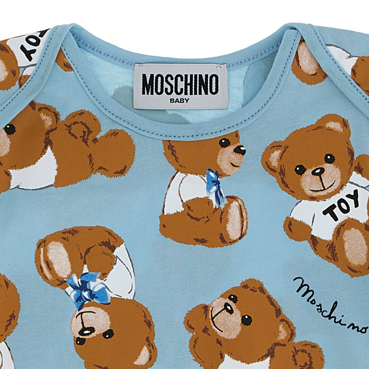 婴儿蓝色印花棉连体衣