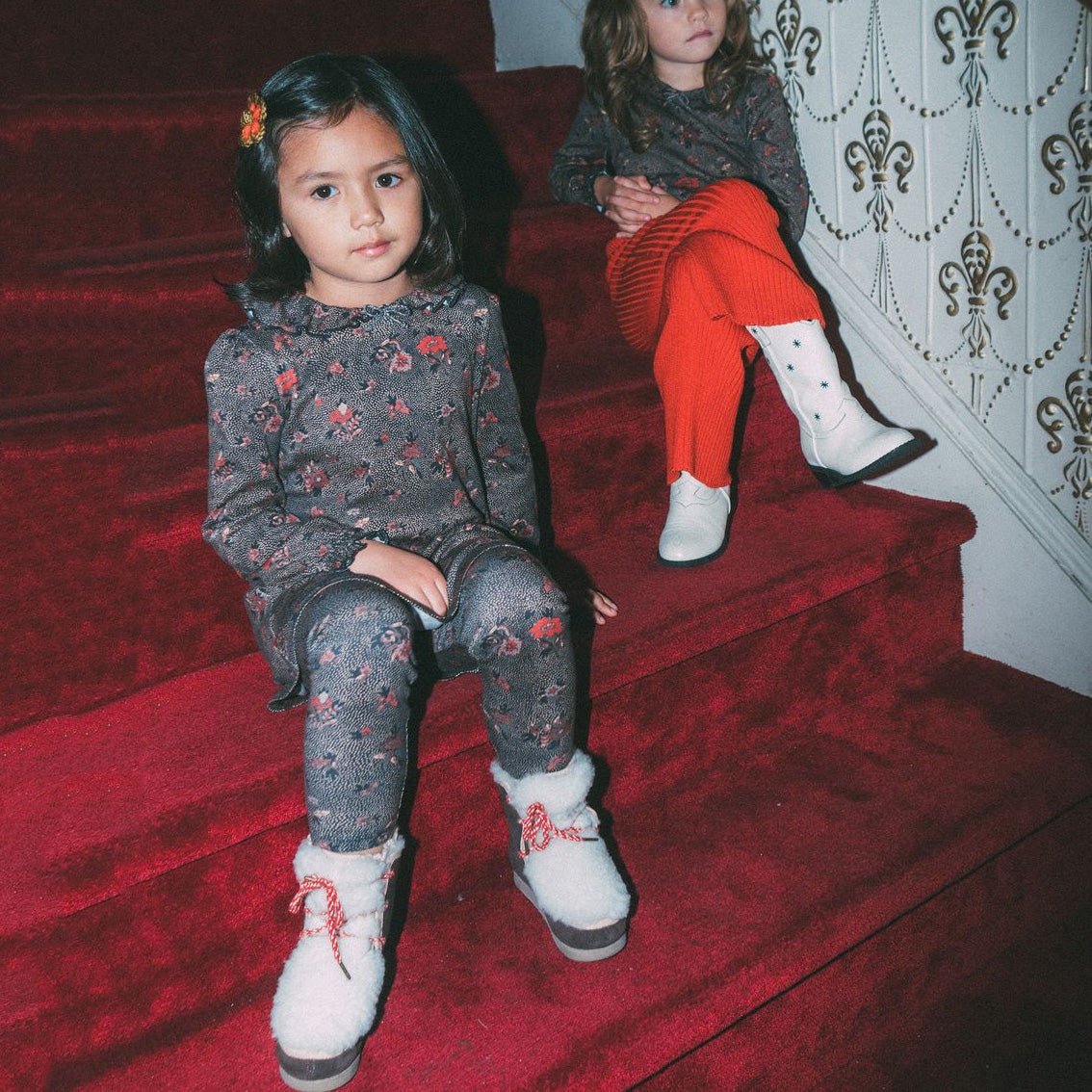 女童棕色花朵发夹