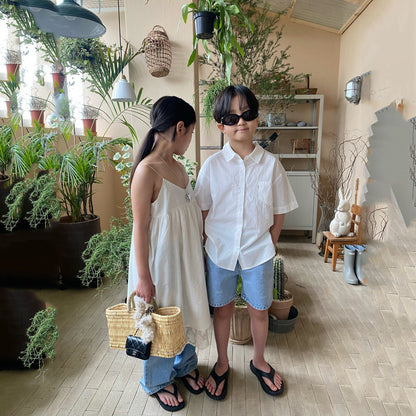 女童白色棉连衣裙