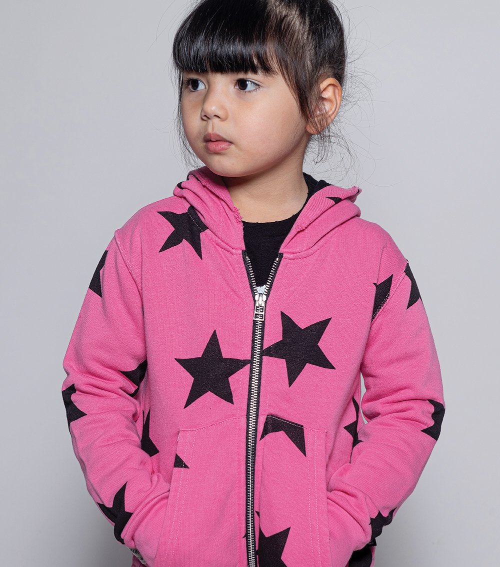 女童粉色星星拉链上衣