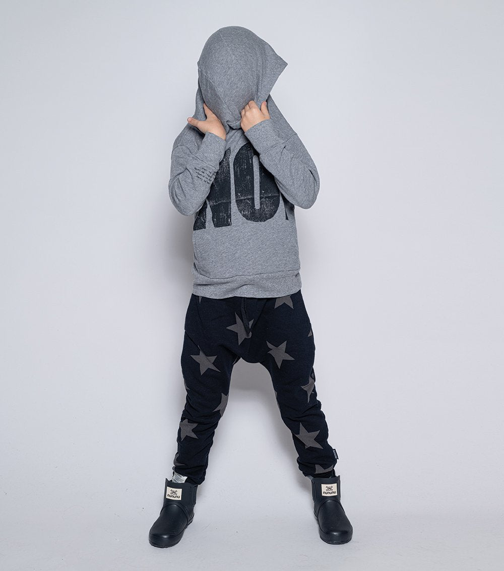 儿童黑色星星印花棉长裤