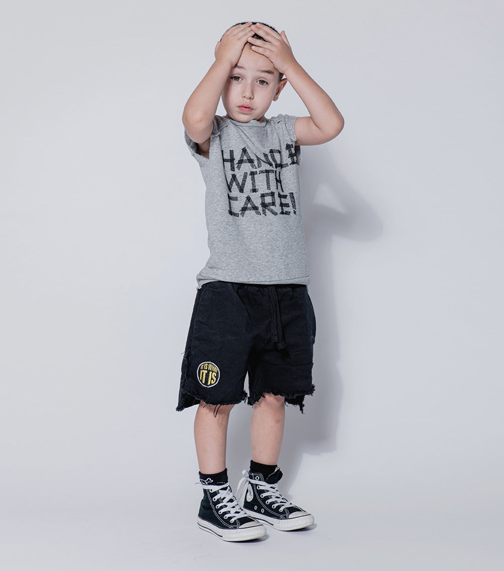 Boys & Girls Black Cotton Shorts