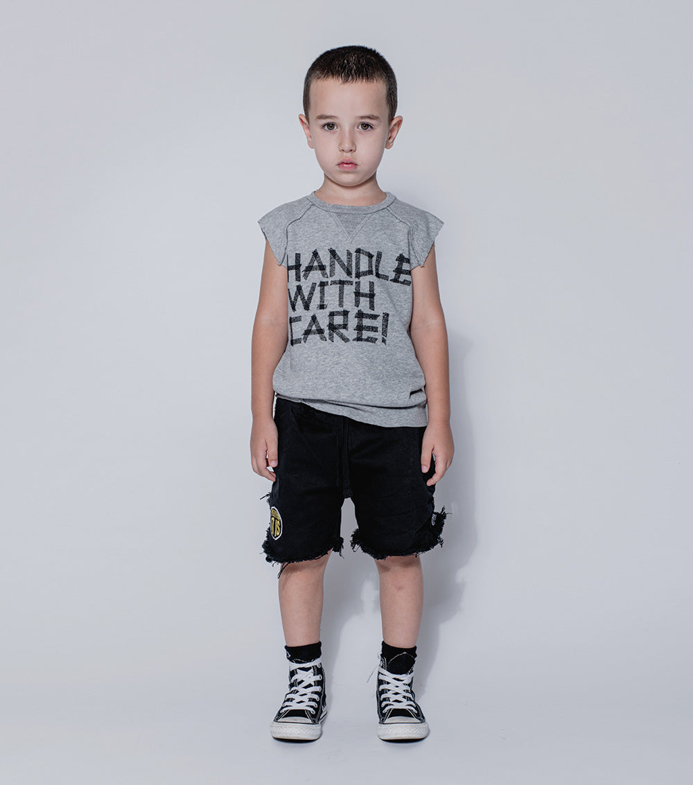 Boys & Girls Black Cotton Shorts