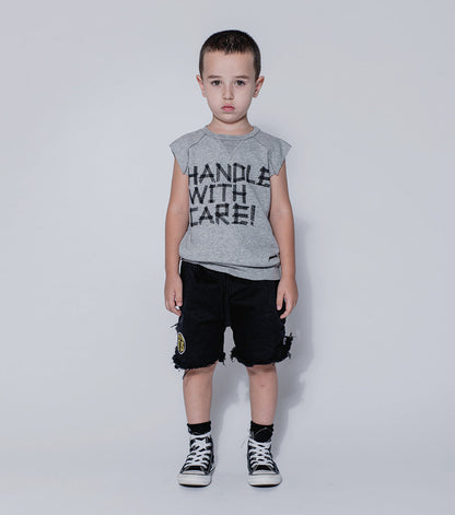 Boys & Girls Black Cotton Shorts