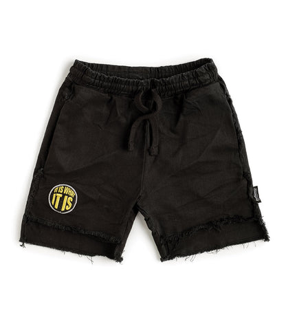 Boys & Girls Black Cotton Shorts