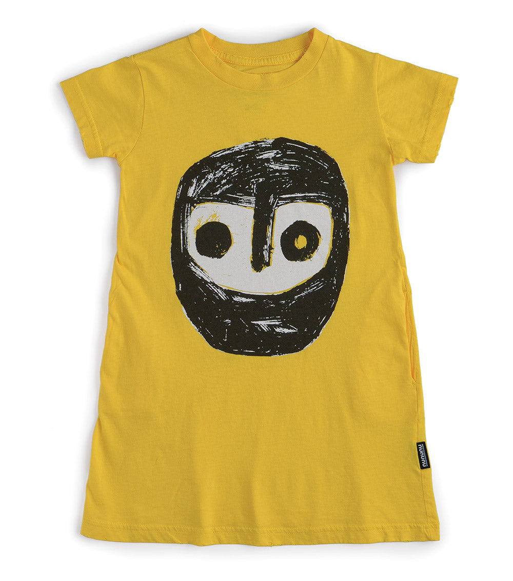 Girls Yellow Painted Cotton Dress