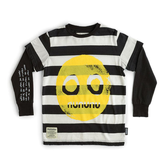 儿童黑色条纹棉T恤