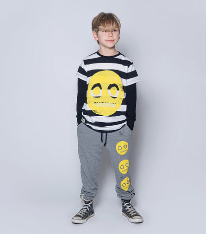 儿童黑色条纹棉T恤