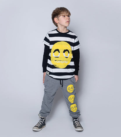 儿童黑色条纹棉T恤